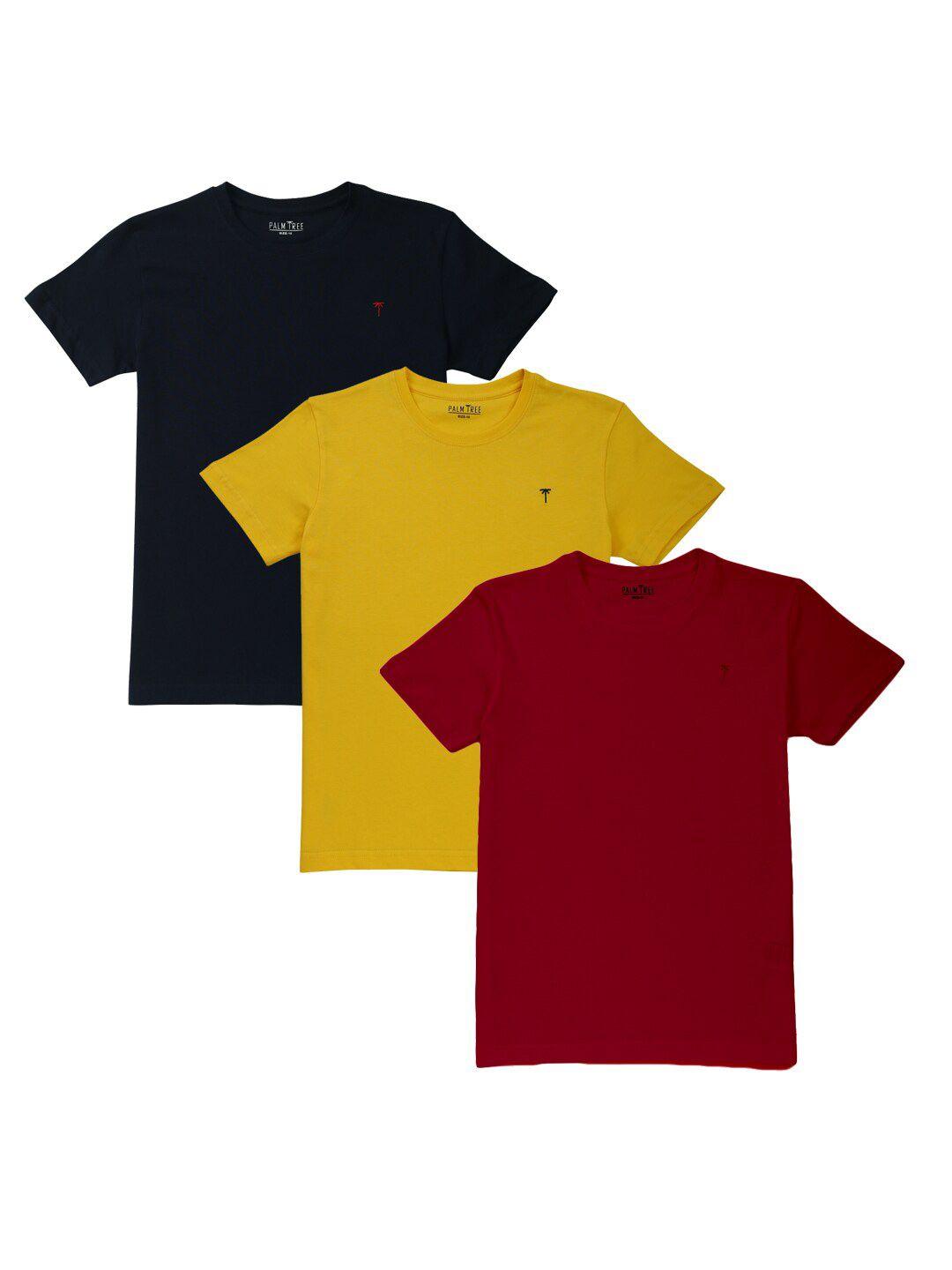 palm tree boys pack of 3 round neck cotton t-shirt