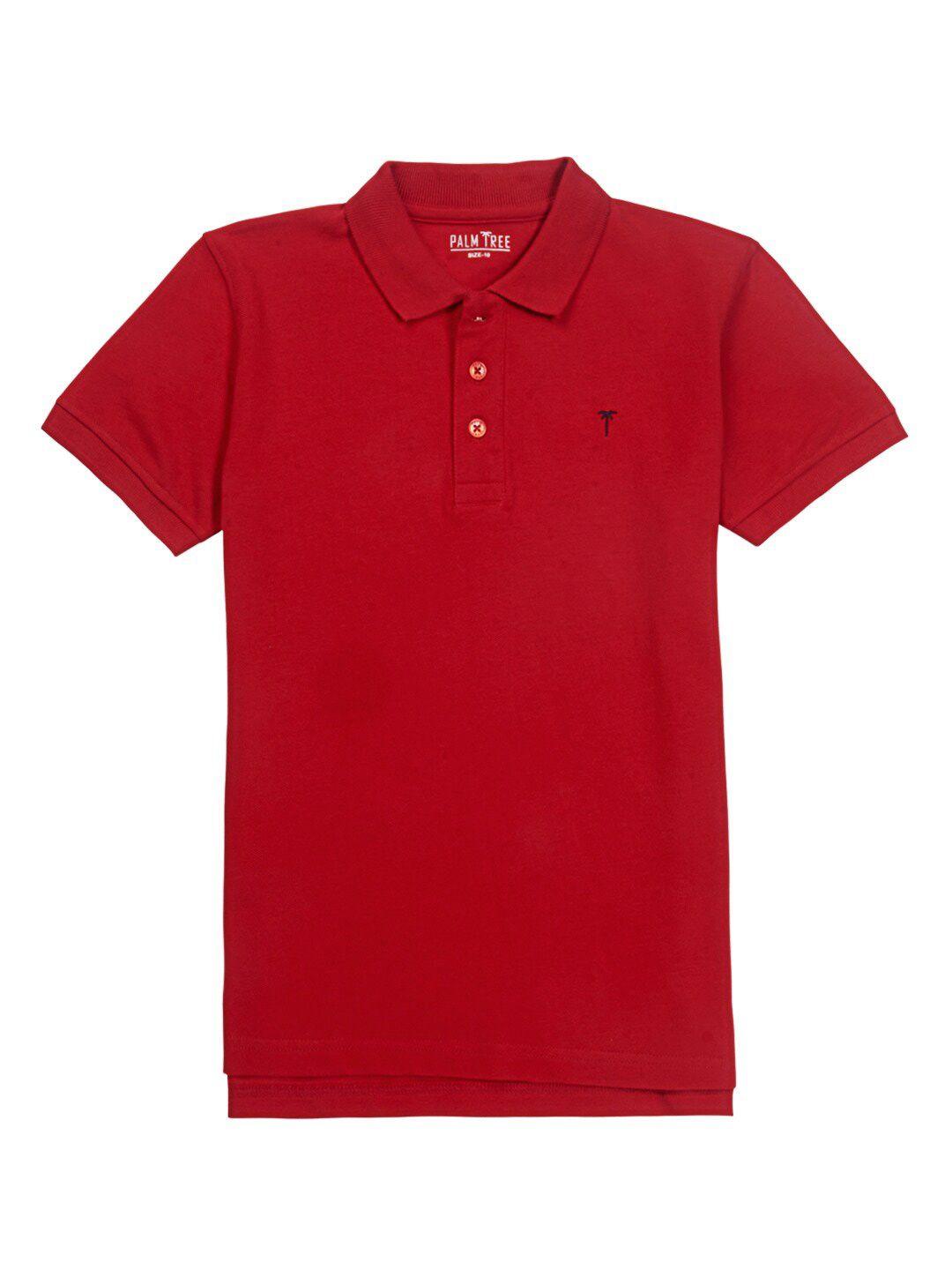 palm tree boys polo collar cotton t-shirt