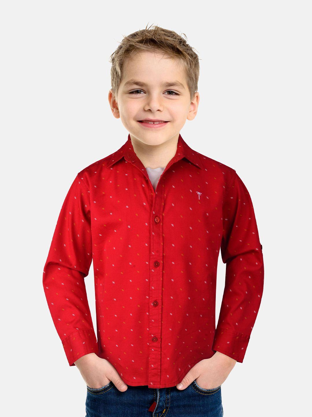 palm tree boys red printed casual shirt