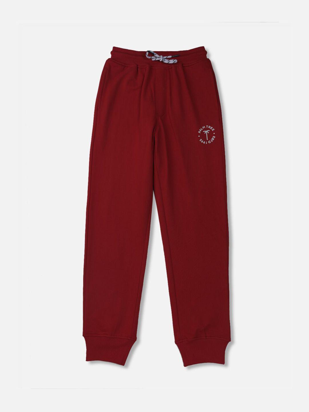 palm tree boys red solid track pant