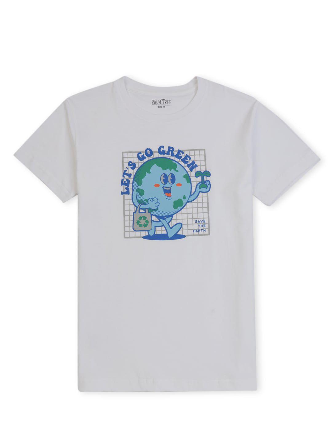 palm tree boys white printed applique t-shirt