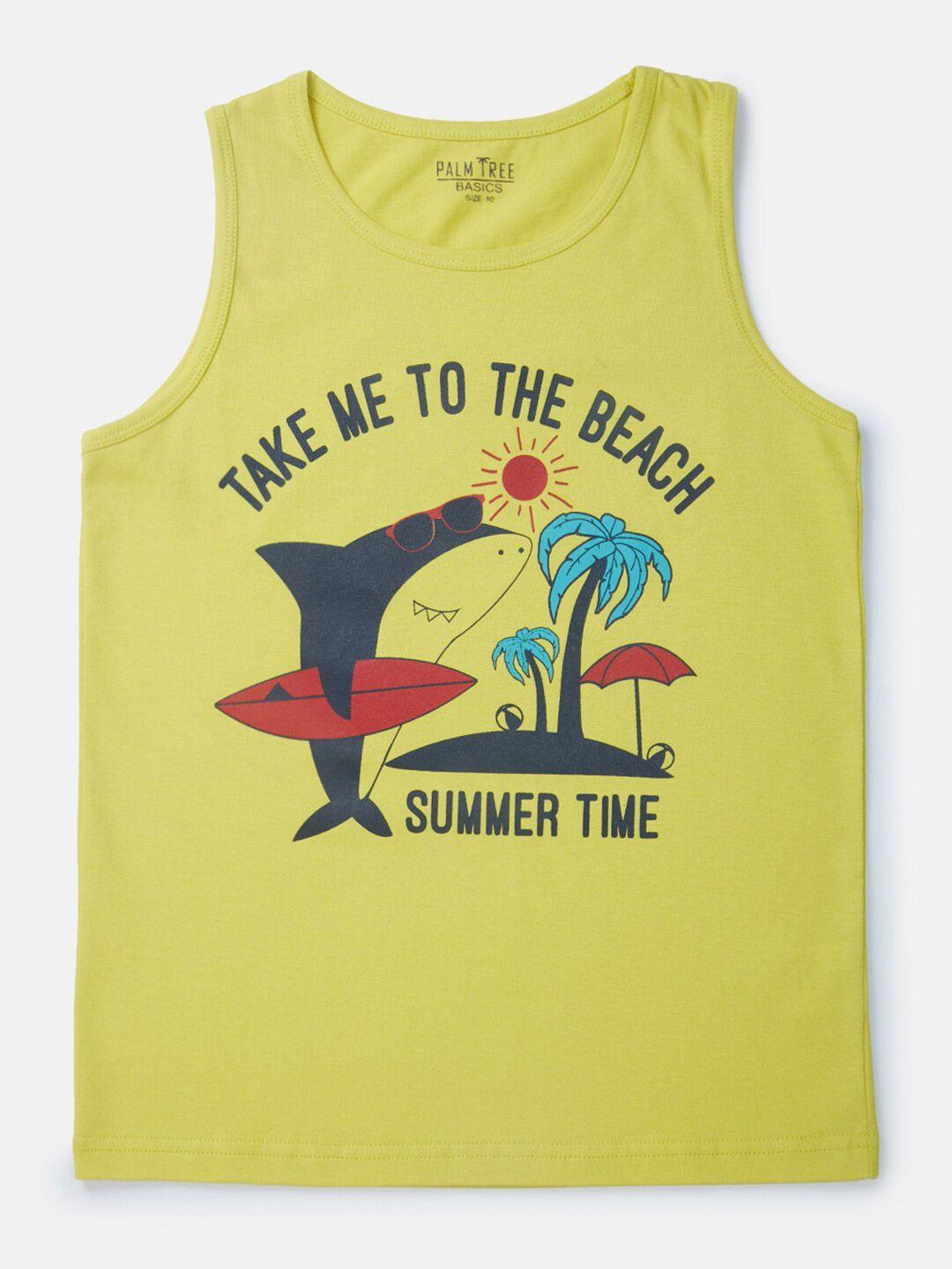 palm tree boys yellow printed cotton t-shirt