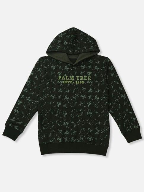 palm tree kids green cotton printed full sleeves hoodie