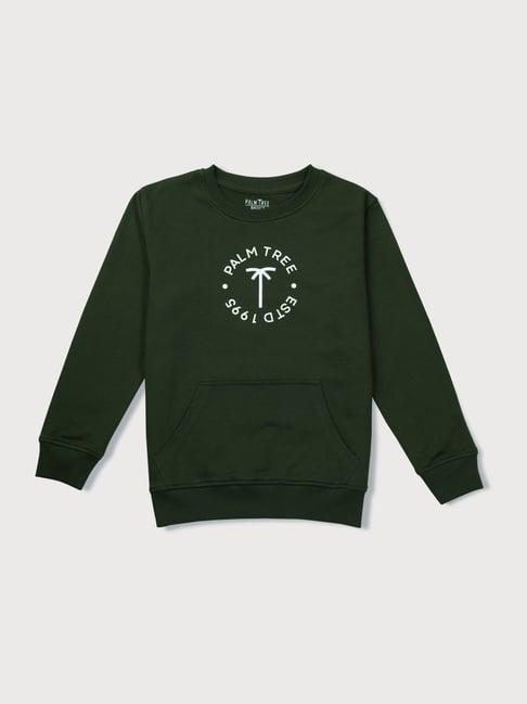 palm tree kids green regular fit full sleeves sweatshirt