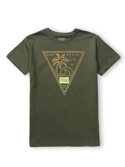 palm tree kids olive printed t-shirt