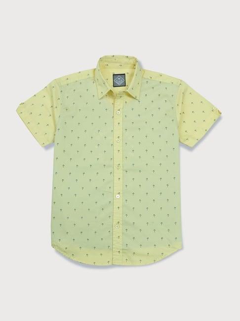 palm tree kids yellow cotton printed shirt