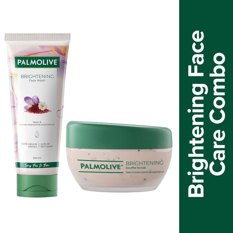 palmolive brightening combo - gel face wash and souffle face scrub with 100% natural extracts