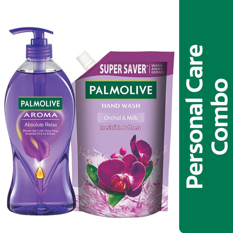 palmolive combo- orchid & milk handwash, absolute relax bodywash