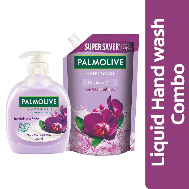 palmolive orchid & milk hand wash combo with refill