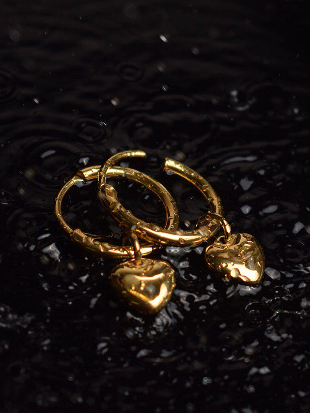 palmonas 18kt gold plated heart shaped hoop earrings