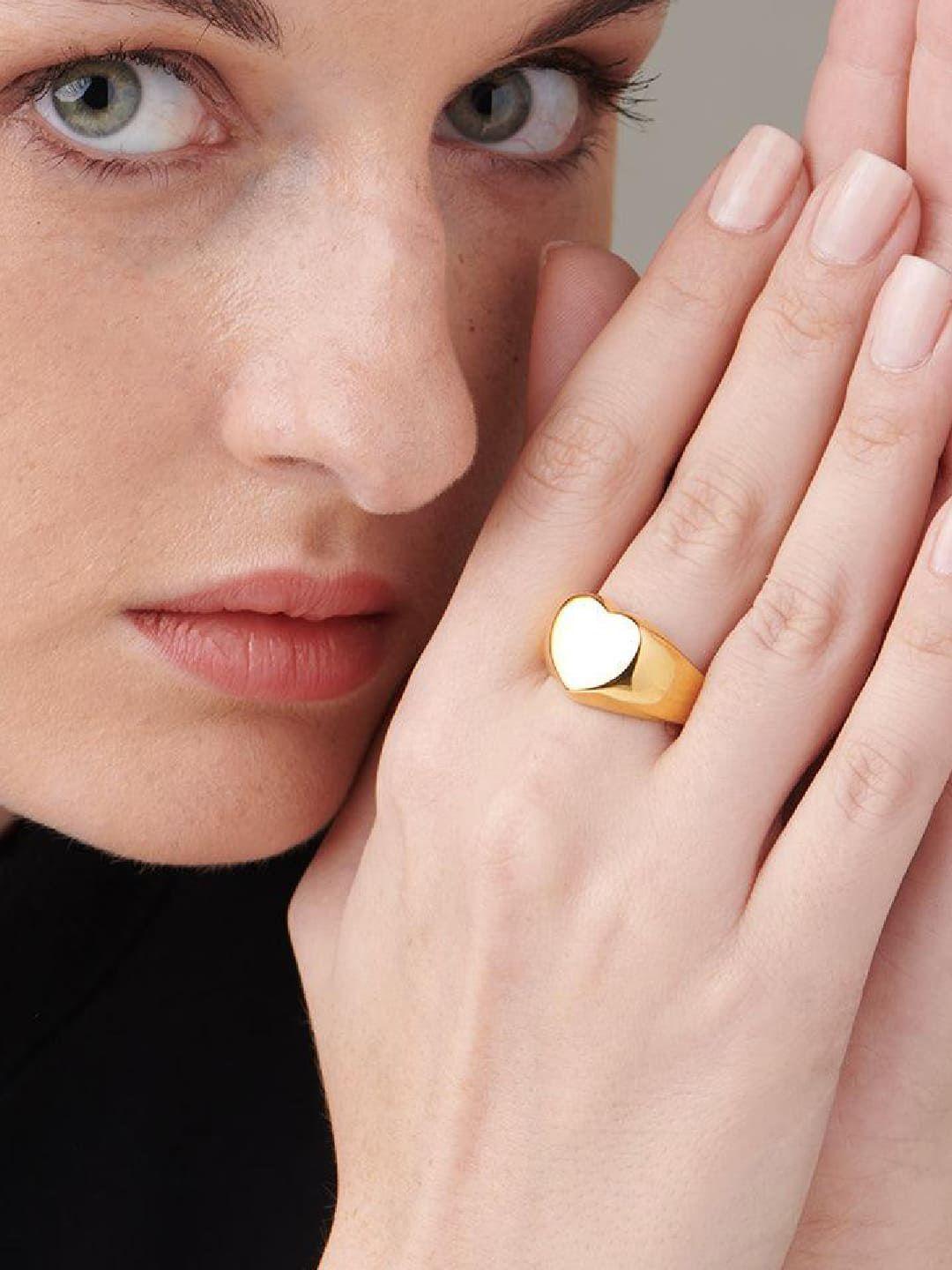 palmonas 18k gold-plated chunky heart ring finger ring