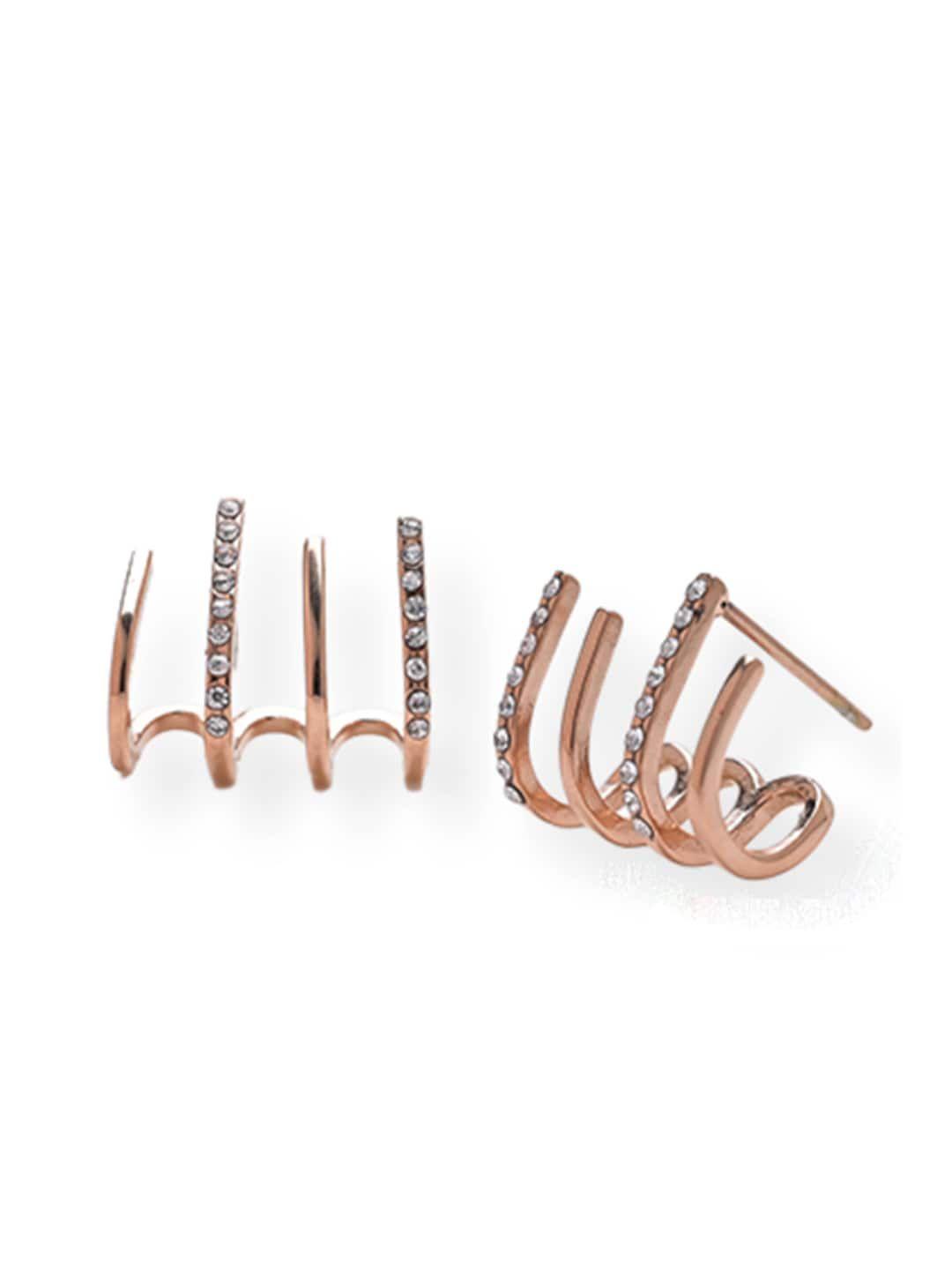 palmonas rose gold-plated contemporary studs earrings