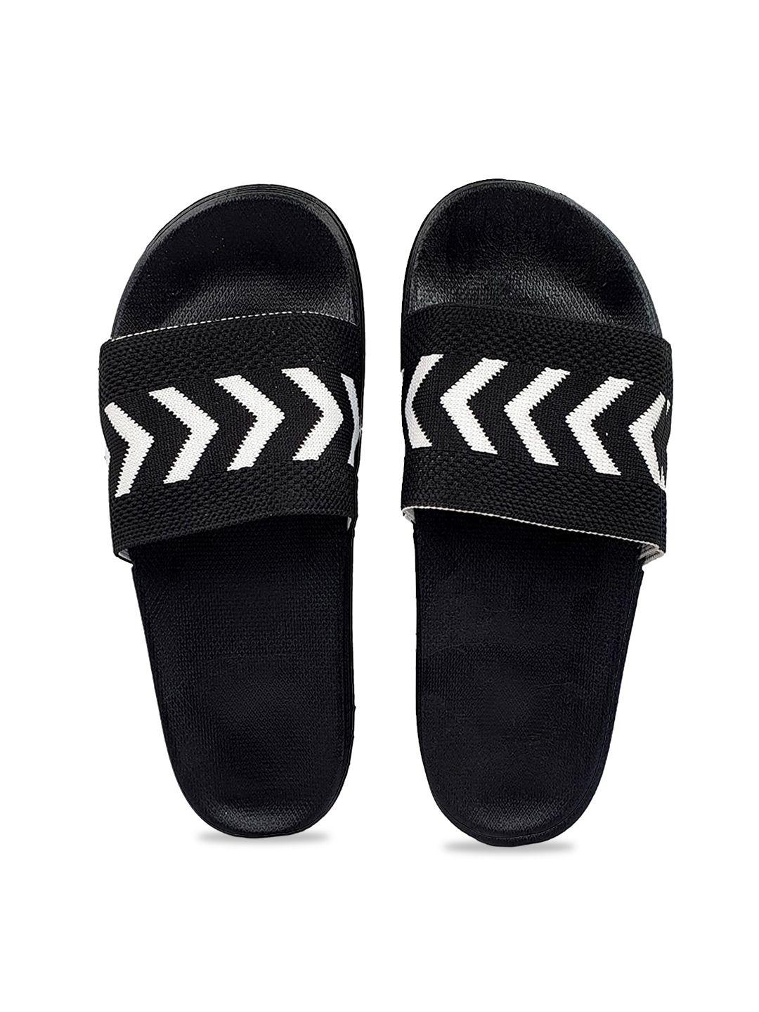 pampy angel women black & white printed rubber sliders