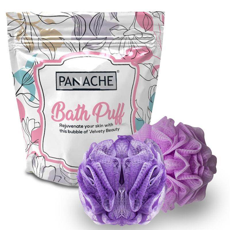 panache premium soft bath loofah sponge scrubber for men & women ( pack of 2) (pink & purple)