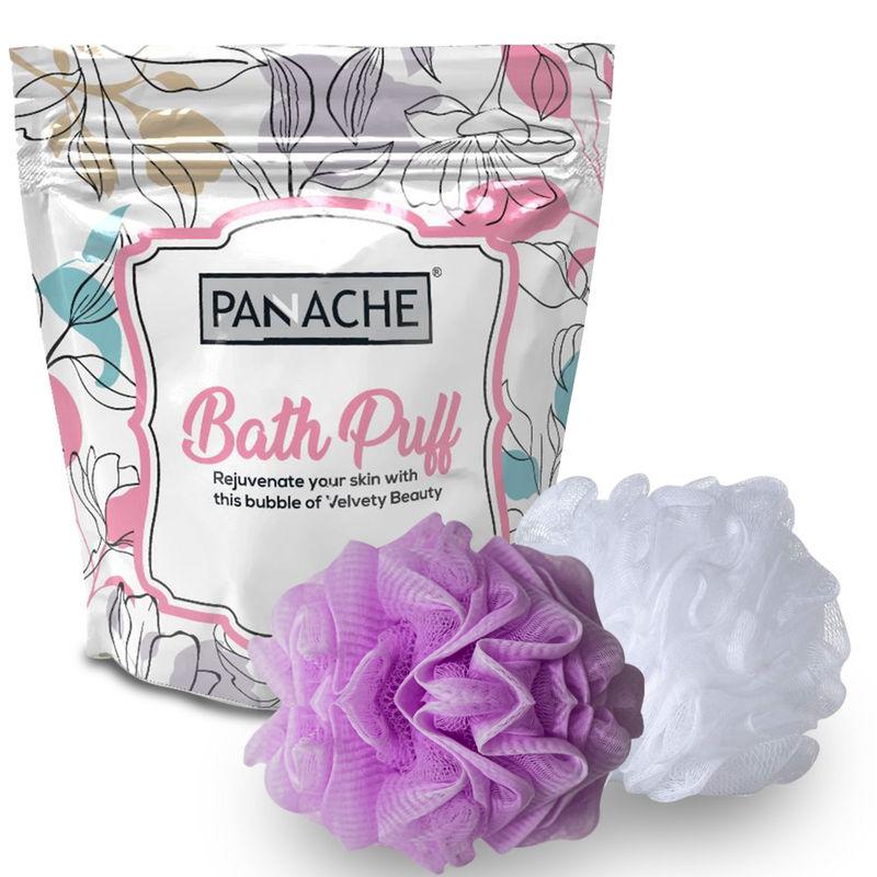 panache premium soft bath loofah sponge scrubber for men & women ( pack of 2) (pink & white)