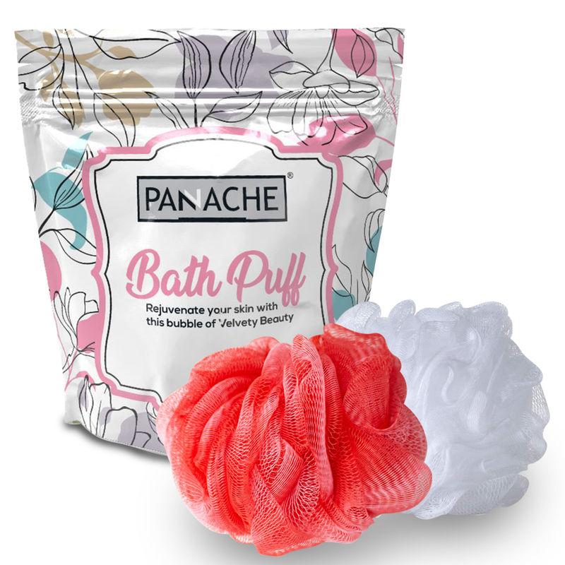 panache premium soft bath loofah sponge scrubber for men & women ( pack of 2) (red & white)