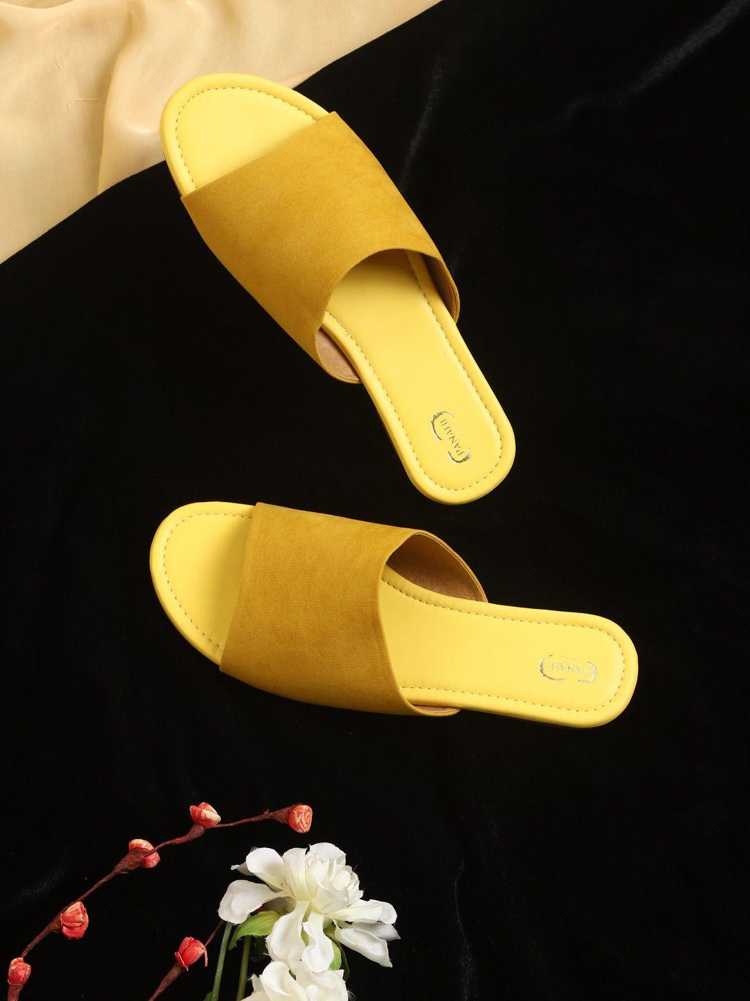 panahi women mustard open toe flats