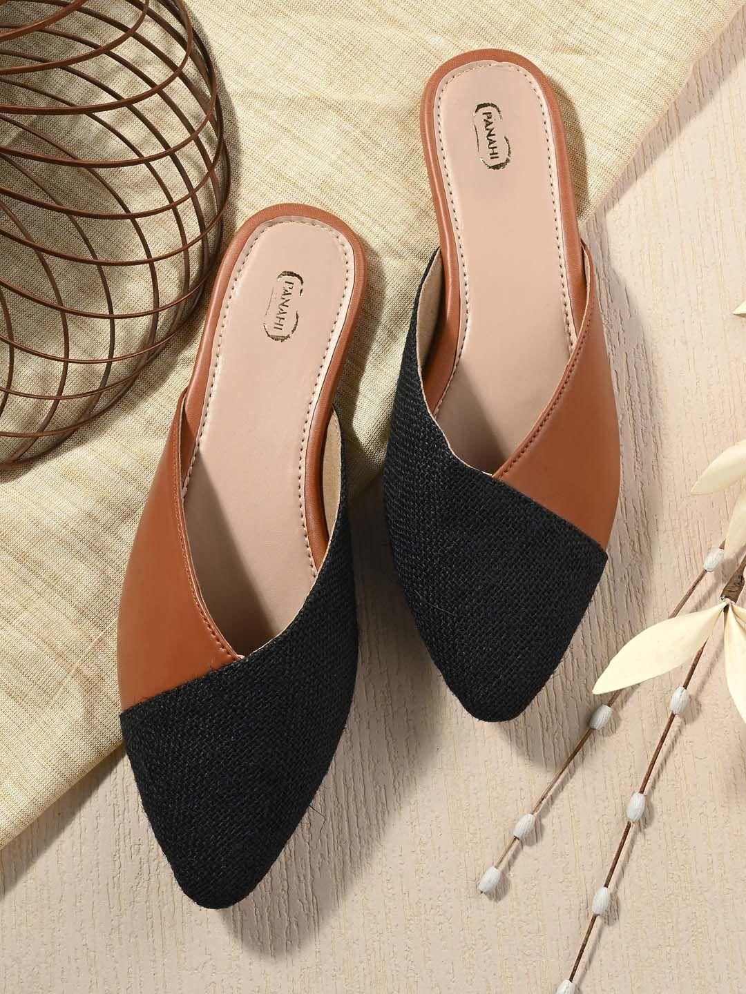 panahi women pointed toe colourblocked mules