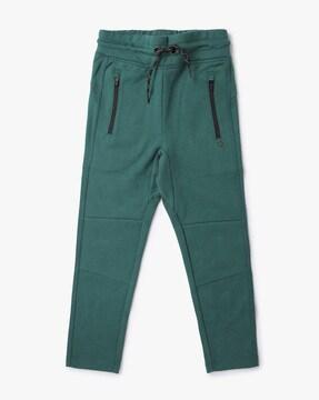 panalled straight pants with drawstring waist