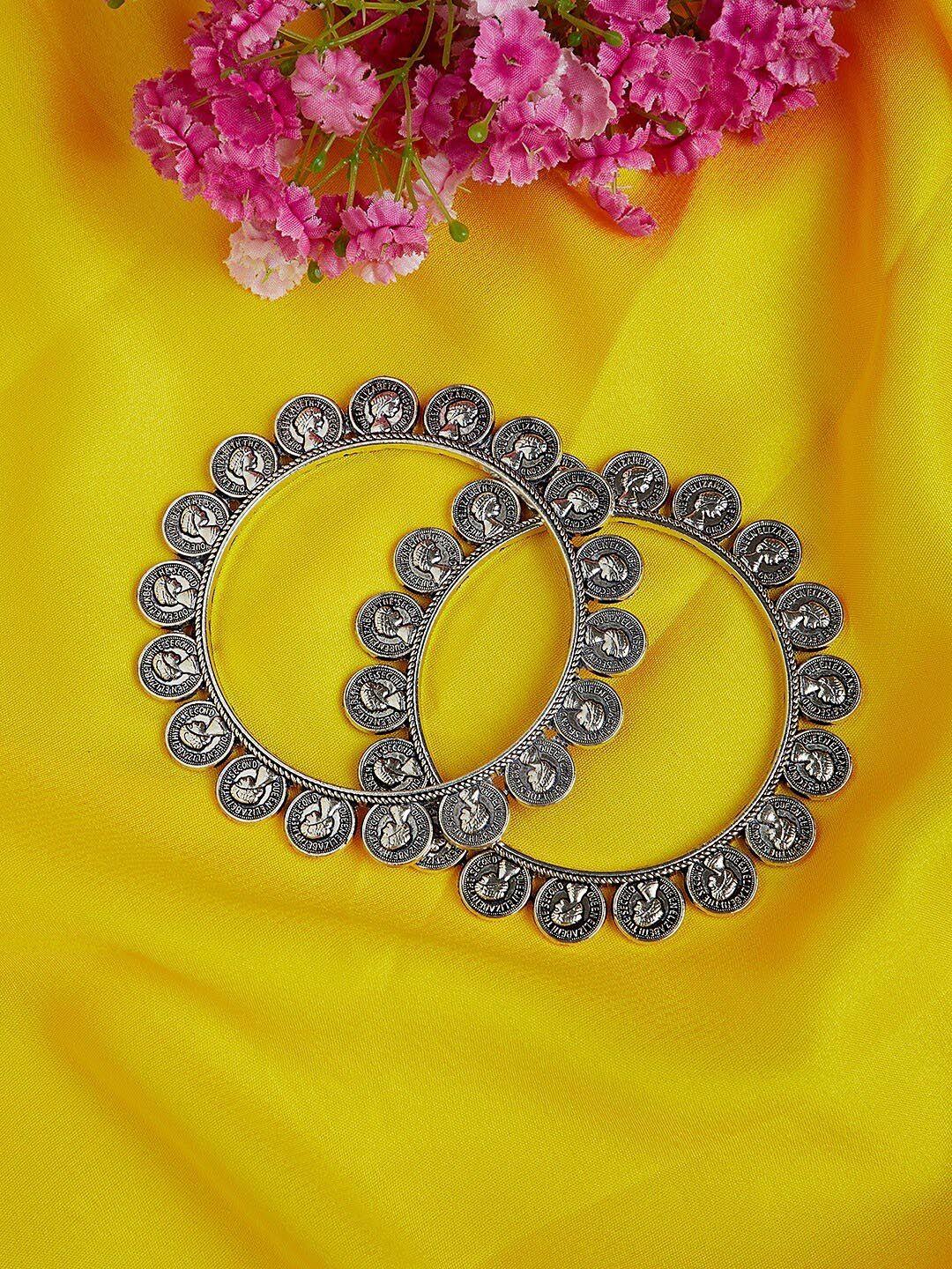 panash set of 2 silver-plated oxidised bangles