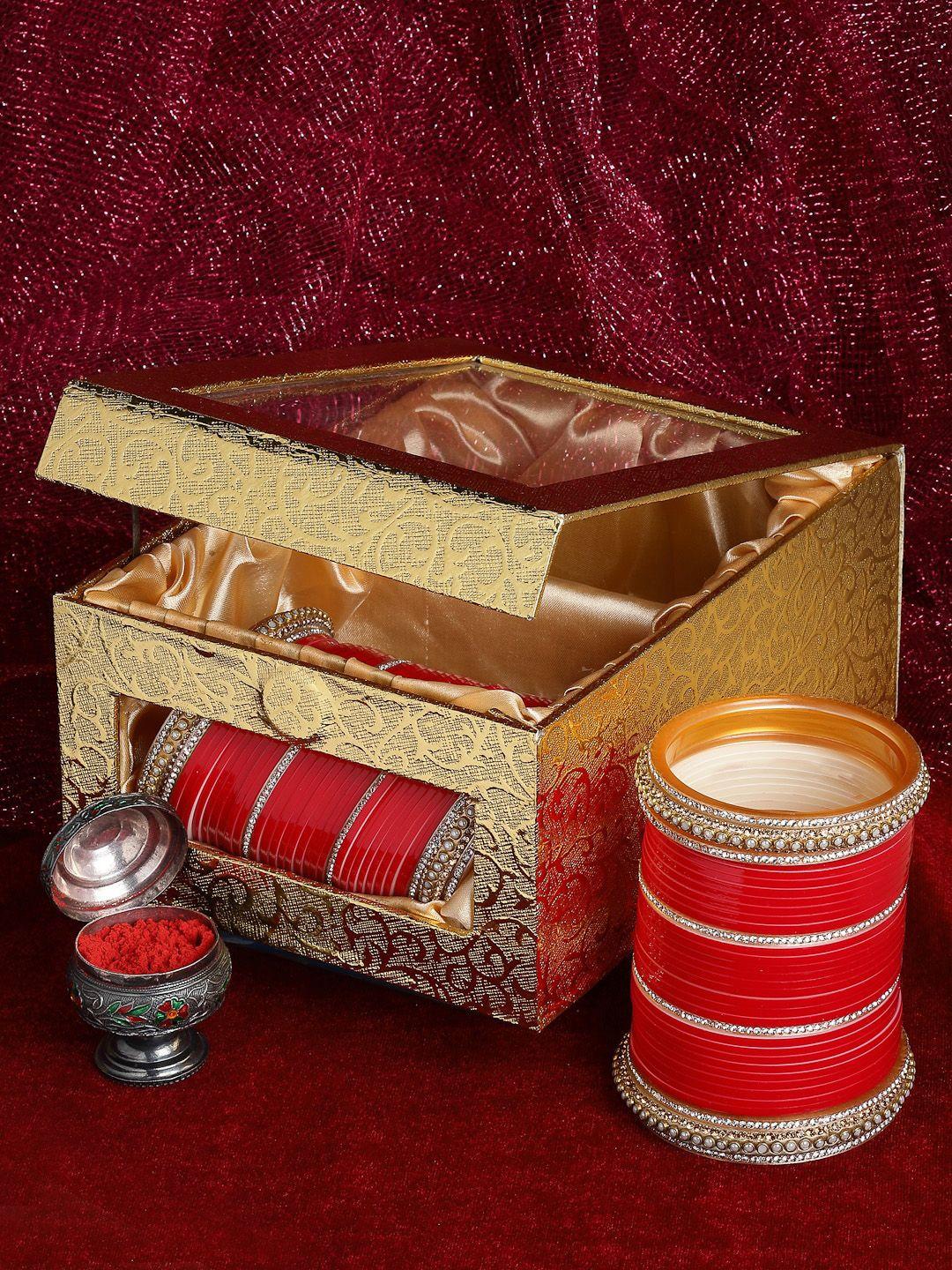 panash set of 72 gold-plated red ad-studded bangle