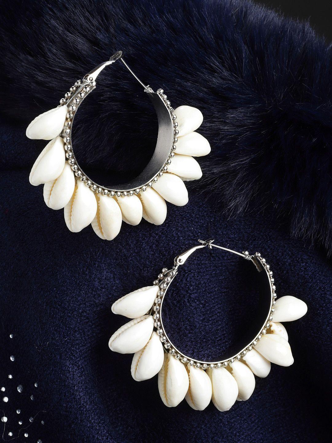 panash silver-toned circular hoop earrings