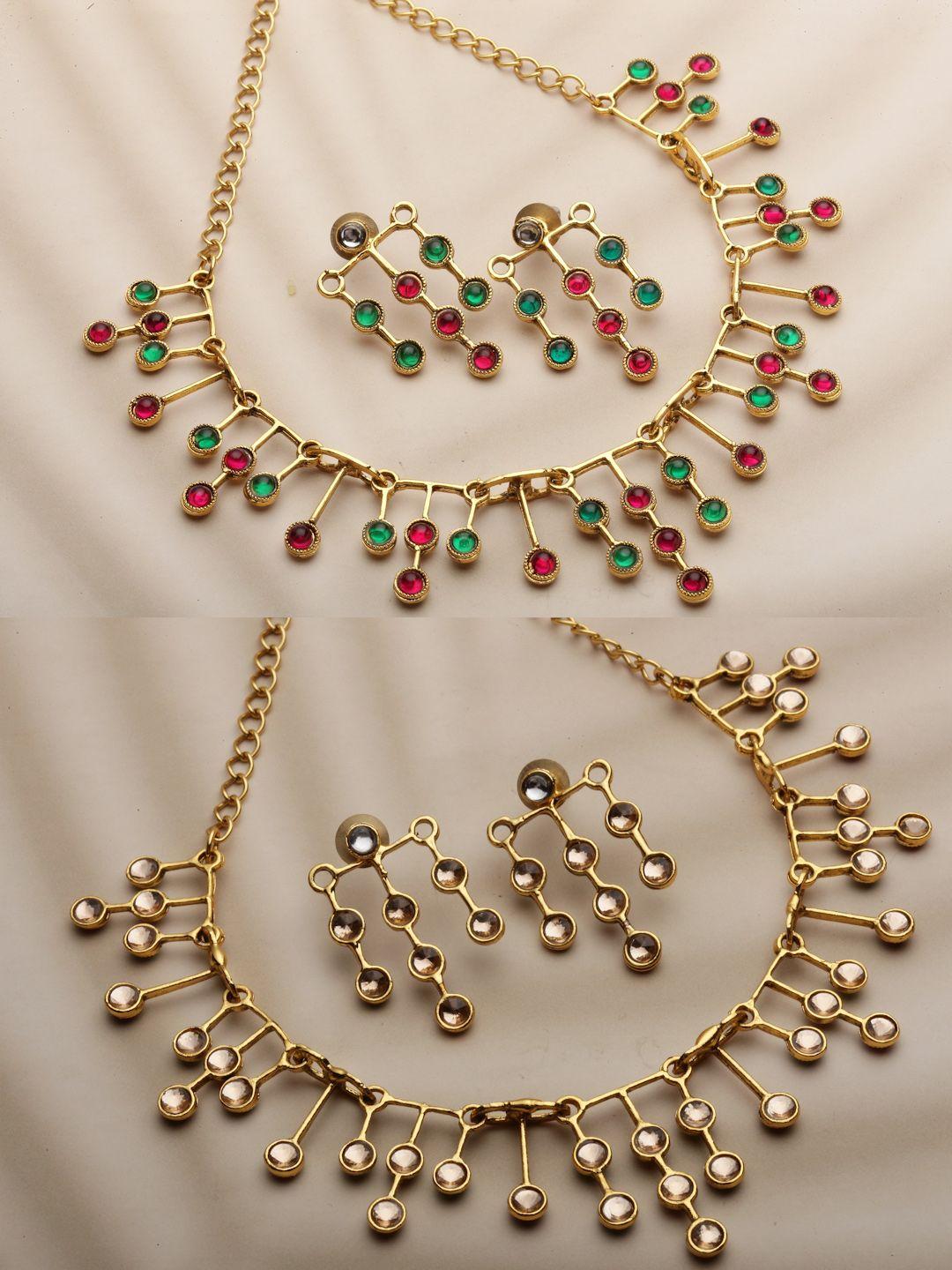 panash gold-plated & white reversible jewellery set