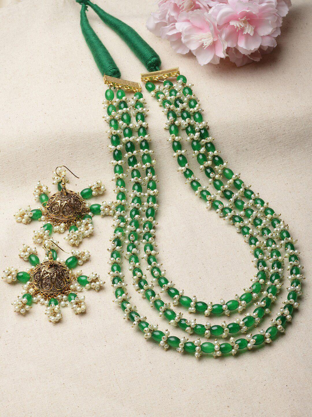 panash gold-plated artificial beaded layered jewellery set