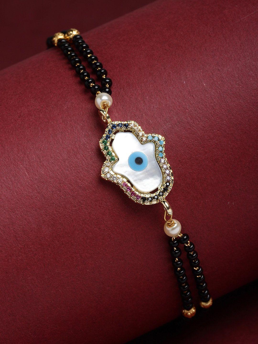 panash gold-plated gold beaded evil eye hand mangalsutra