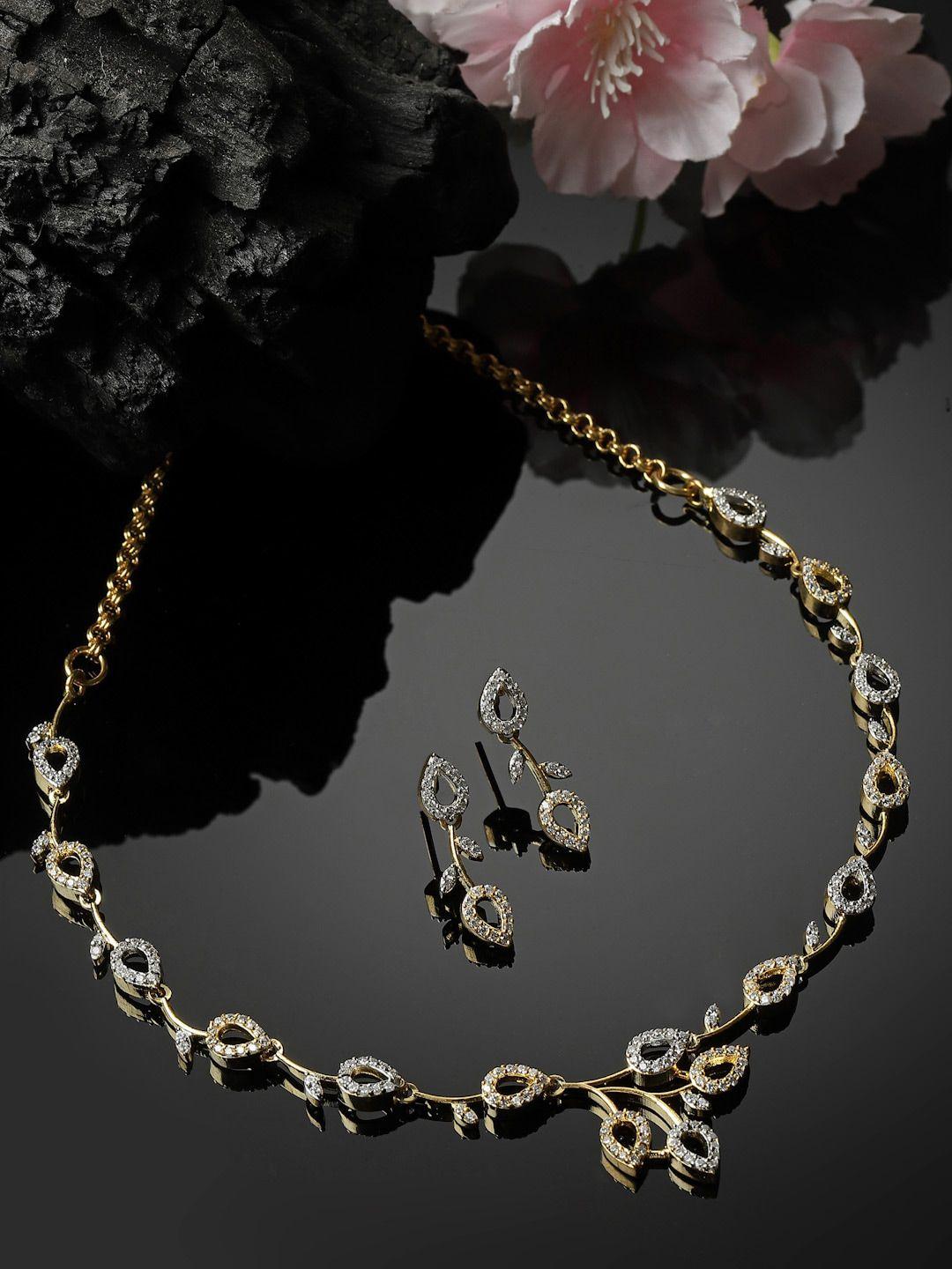 panash gold-plated stone studded jewellery set