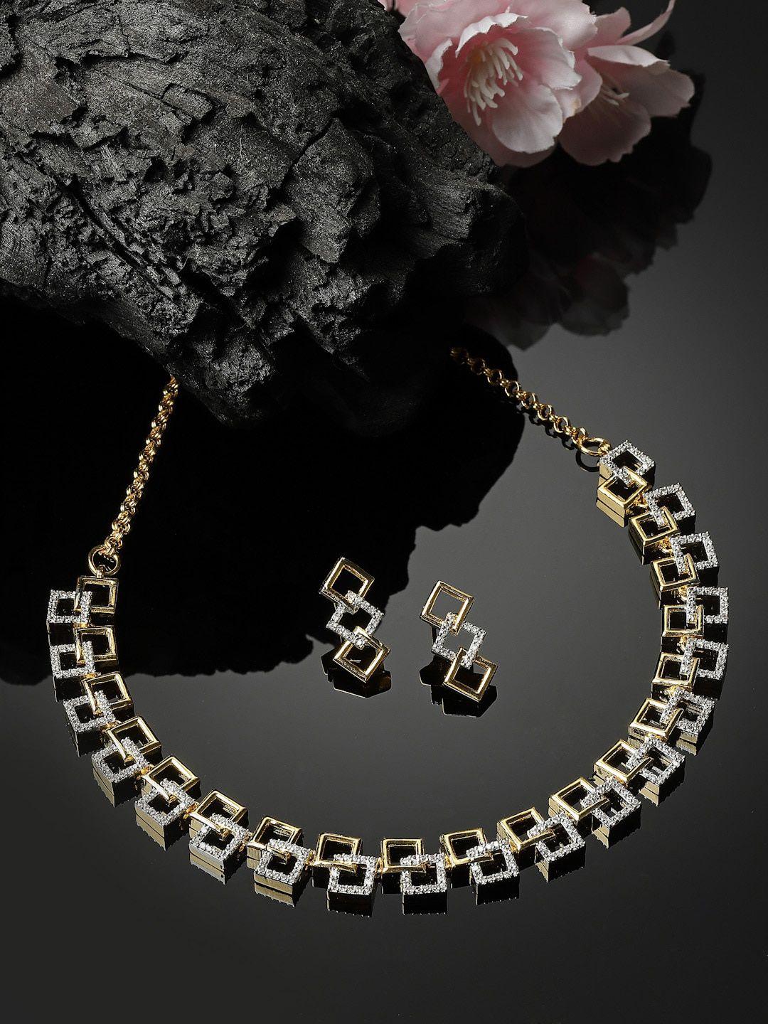 panash gold-plated stones studded jewellery set
