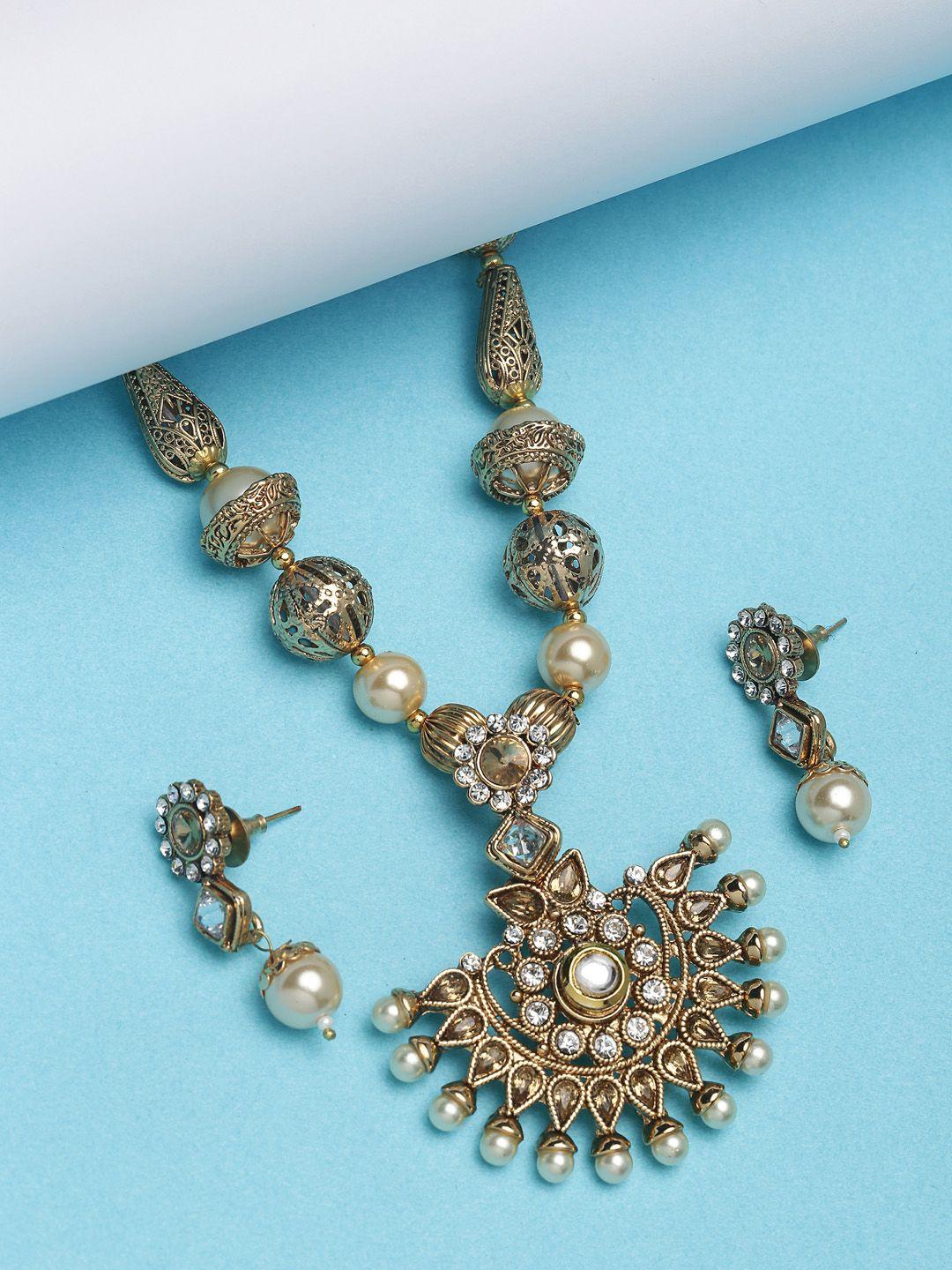panash gold-toned & plated ad stone-studded jewellery set