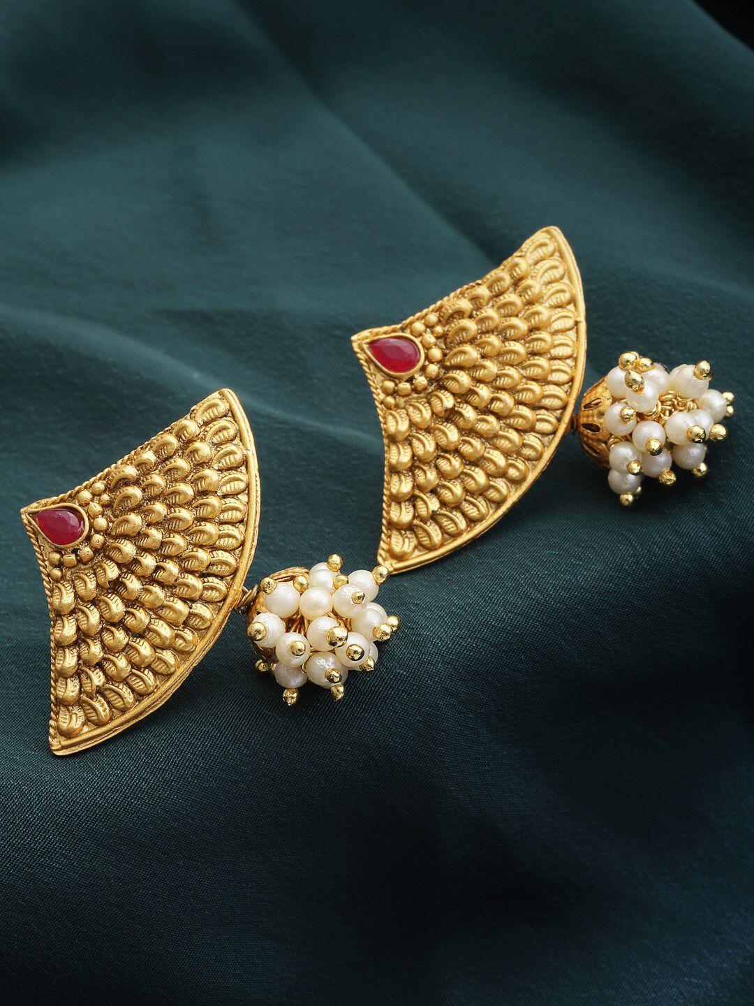 panash gold-toned contemporary drop earrings