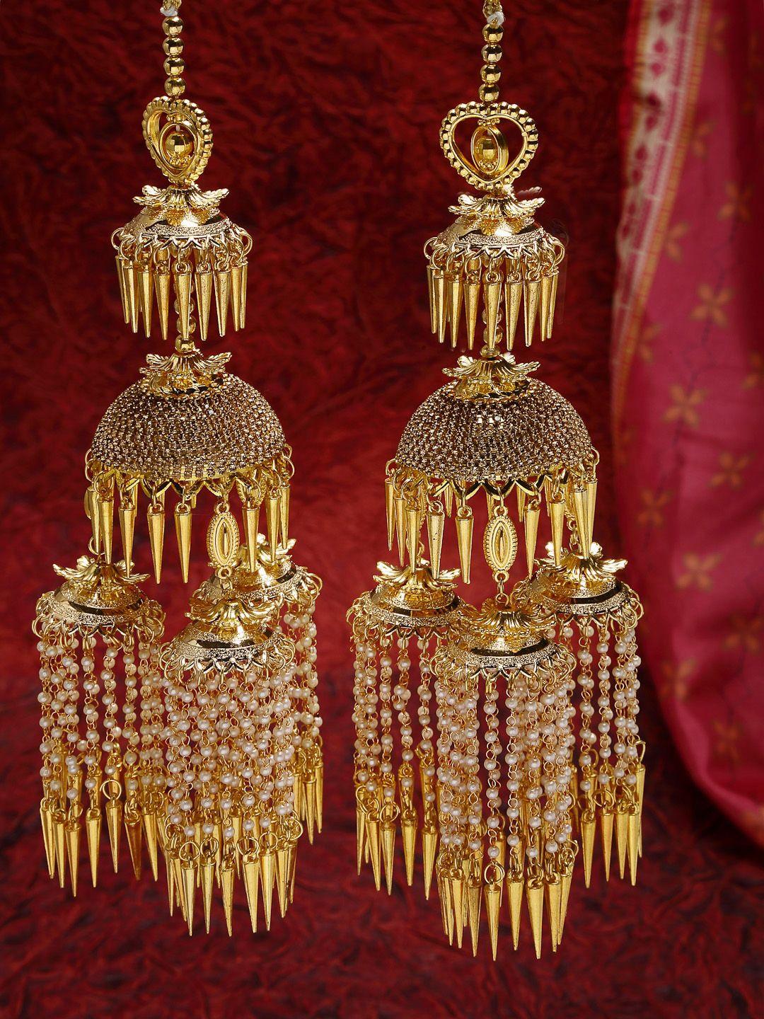 panash set of 2 gold- plated beaded bridal layered kaleera