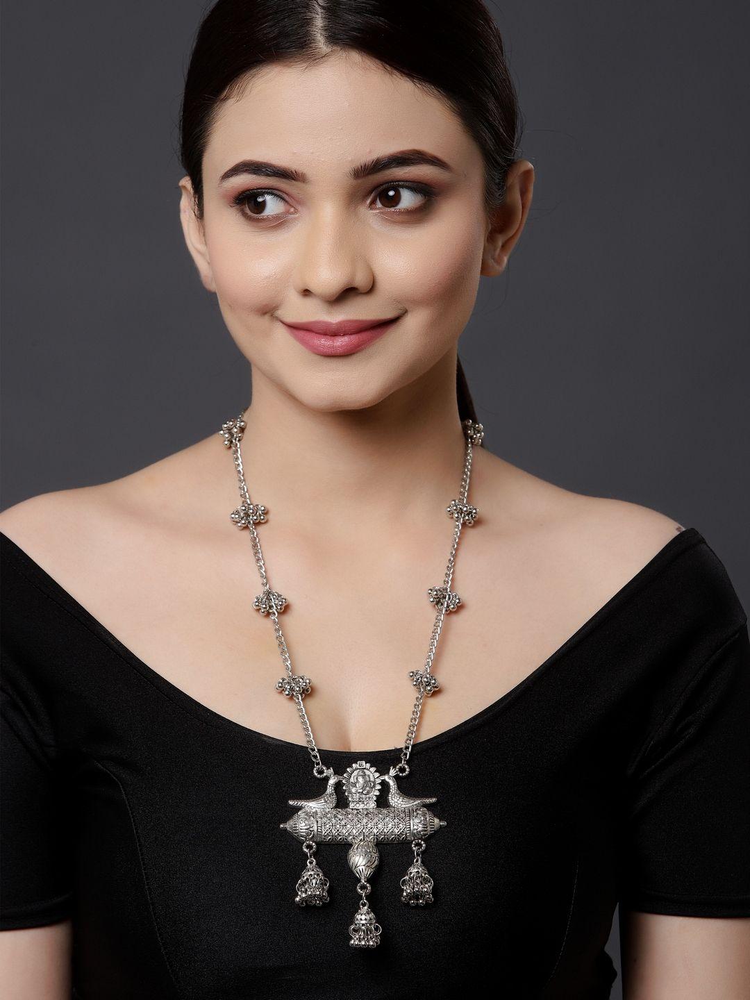 panash silver brass silver-plated oxidised necklace