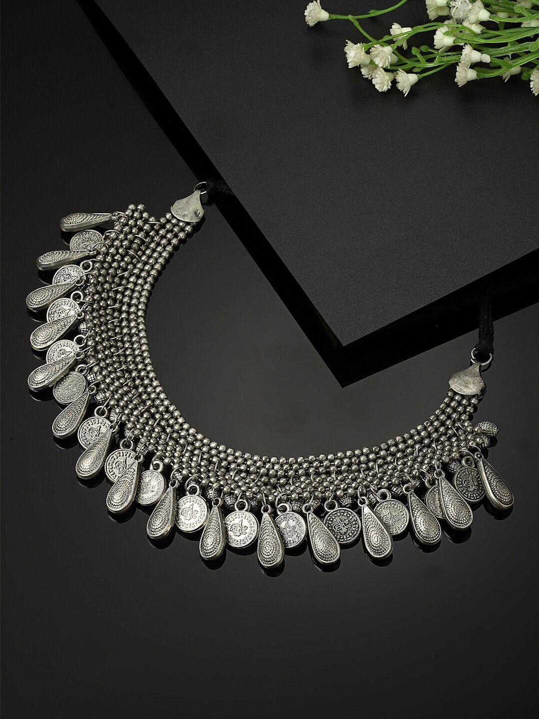 panash silver-plated oxidised necklace