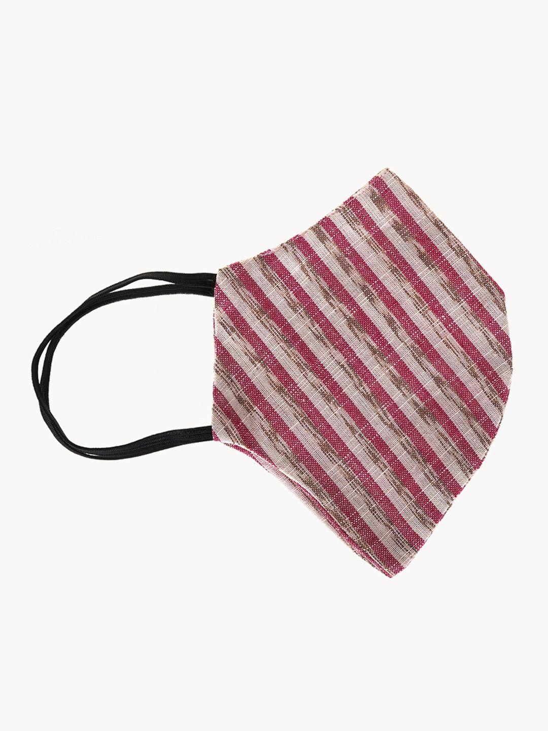 panash unisex pink & white striped 2-ply reusable anti-pollution outdoor khadi masks