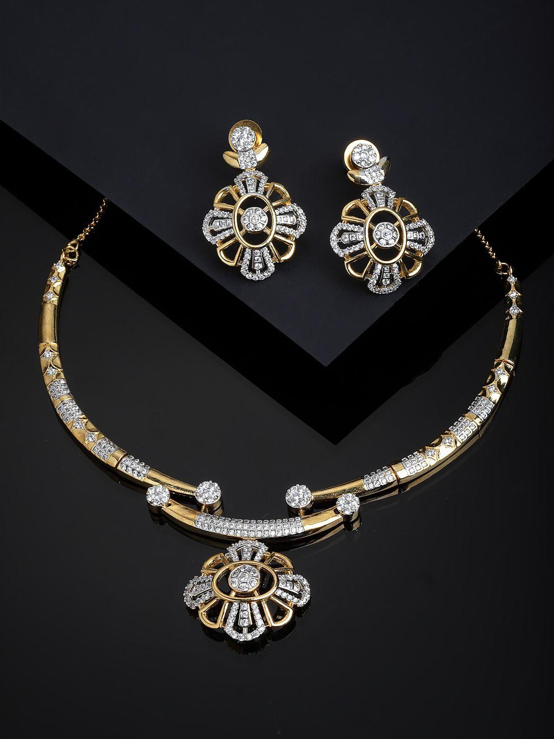 panash women gold-plated & white cz stone-studded jewellery set