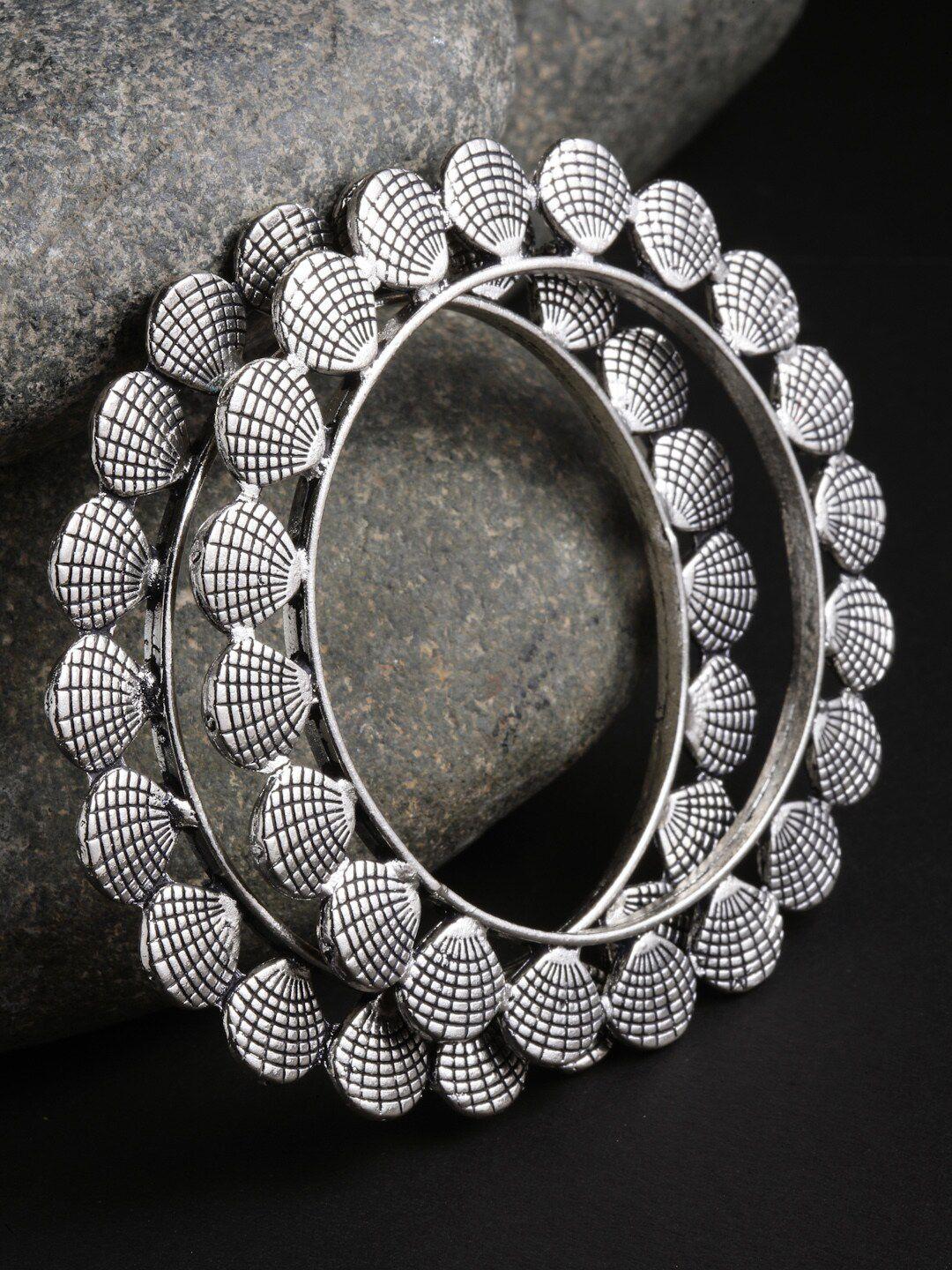 panash women set of 2 oxidised silver-toned bangles