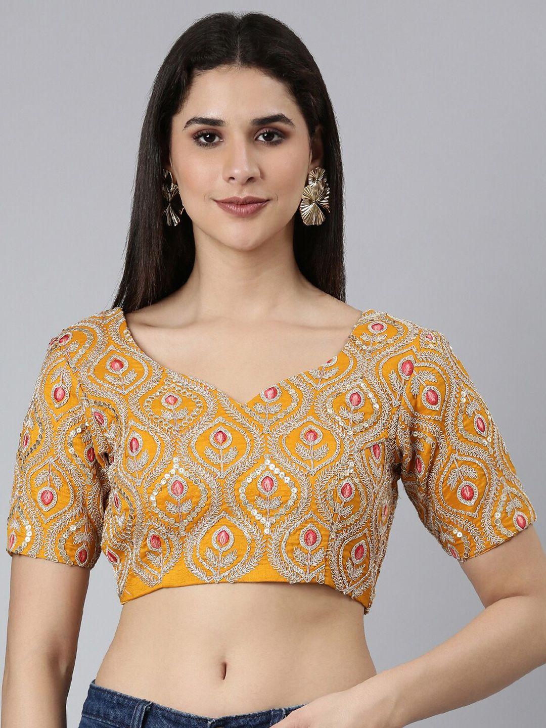 panchhi embellished silk saree blouse