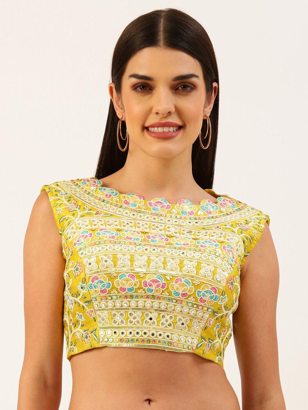 panchhi floral embellished net saree blouse