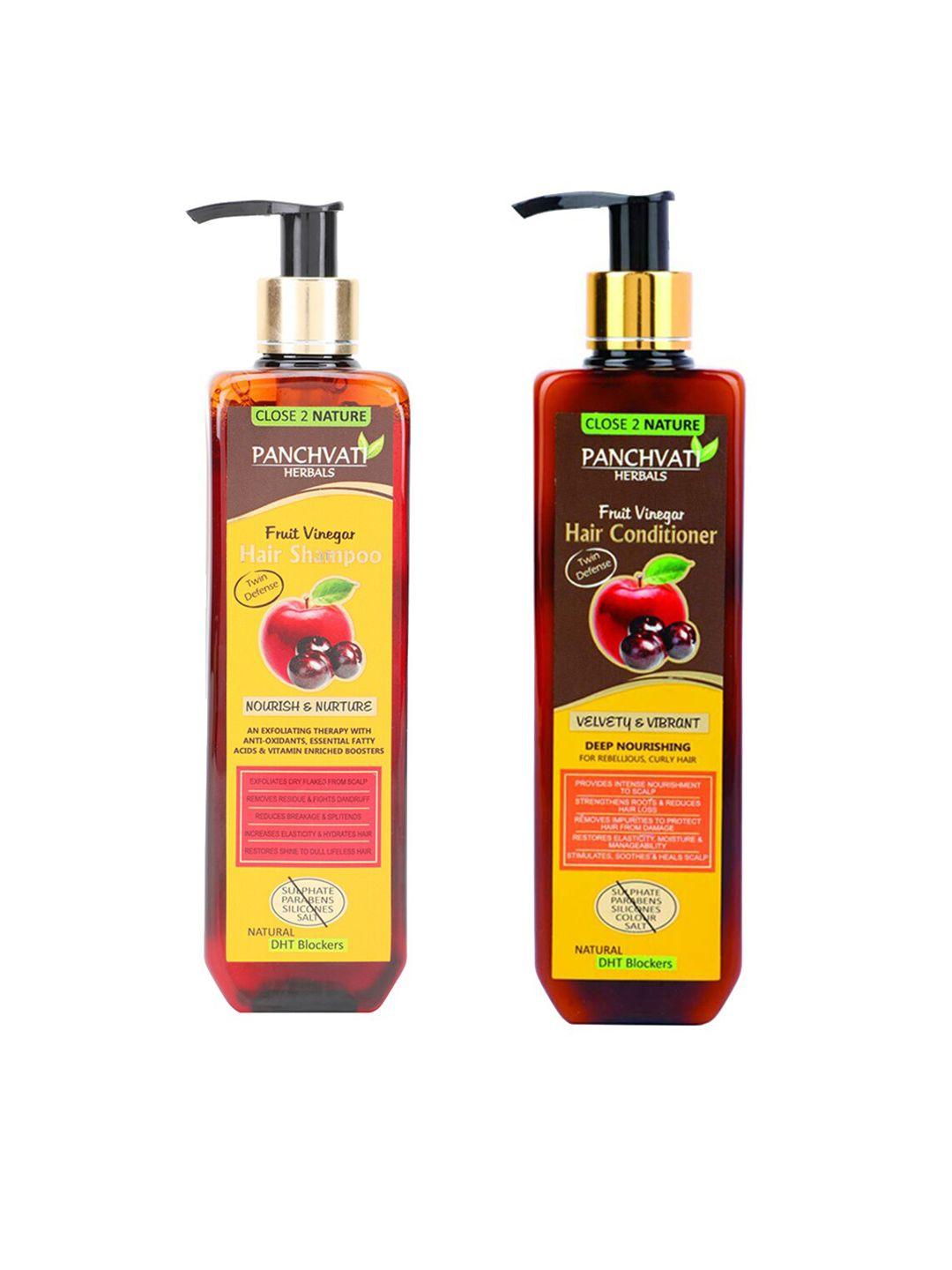 panchvati herbals set of fruit vinegar shampoo & conditioner 300 ml