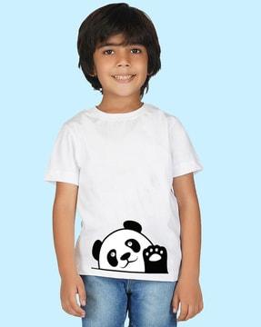 panda print round-neck t-shirt