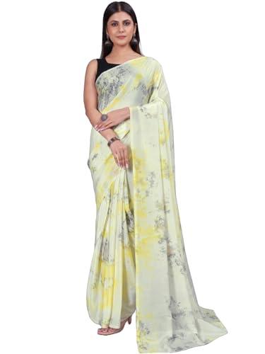 pandadi saree women's chinon prisum printed ready to wear saree with unstitched blouse piece