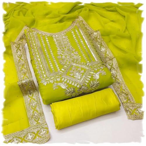 pandadi saree women's georgette embroidery work unstitched dress material