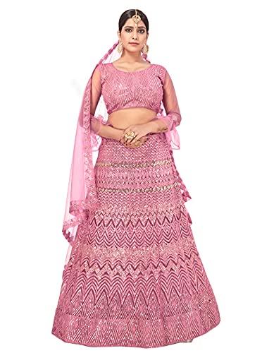 pandadi saree women's net semi-stitched lehenga choli (4lc4_pink_free size)