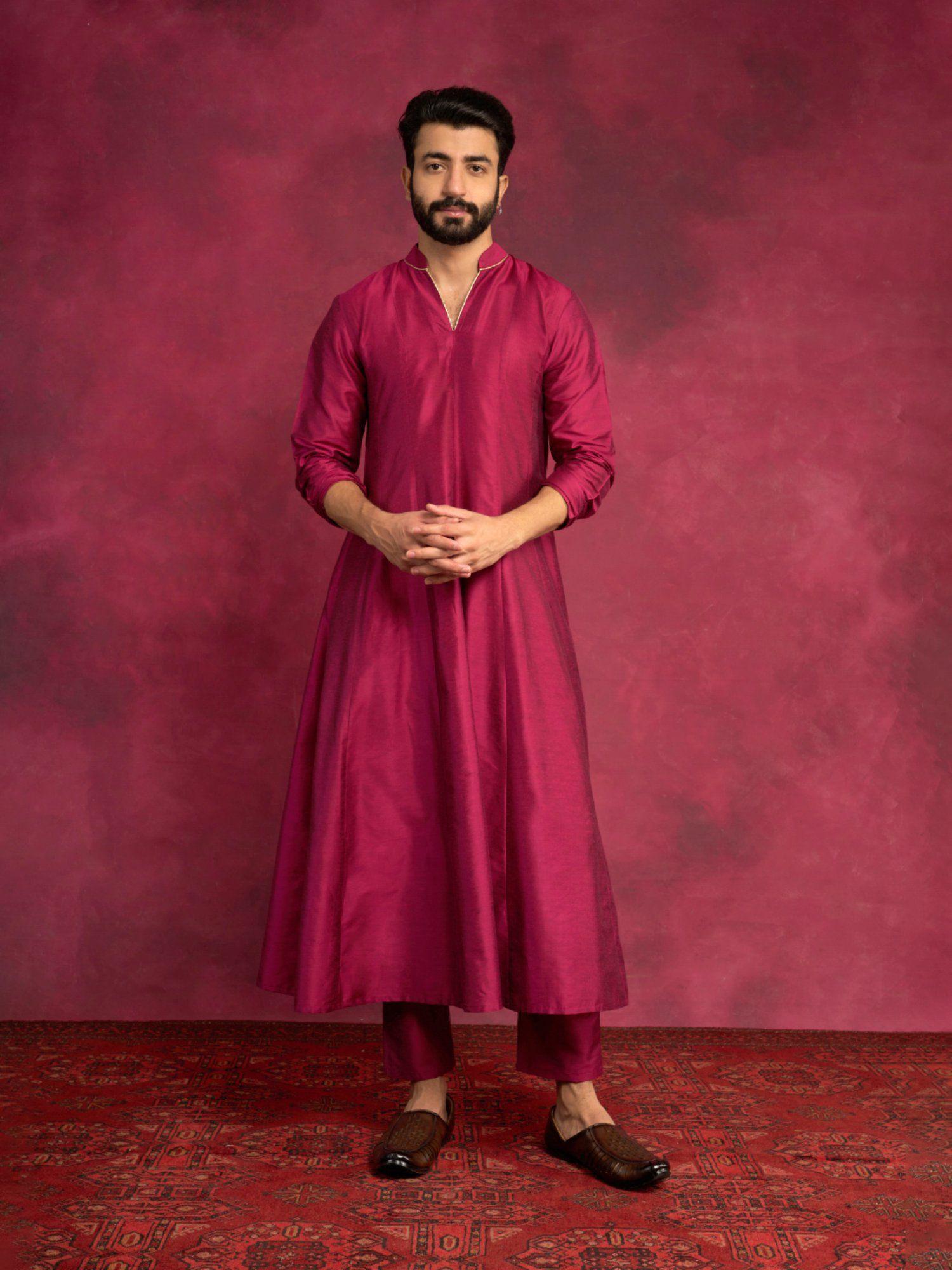 paneled anarkali kurta-cabaret wine