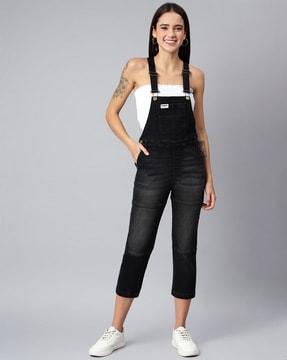 paneled dungarees with insert pockets