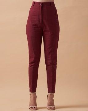 paneled tapered fit flat-front trousers