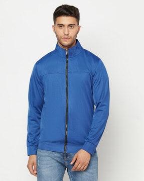 paneled zip-front track jacket